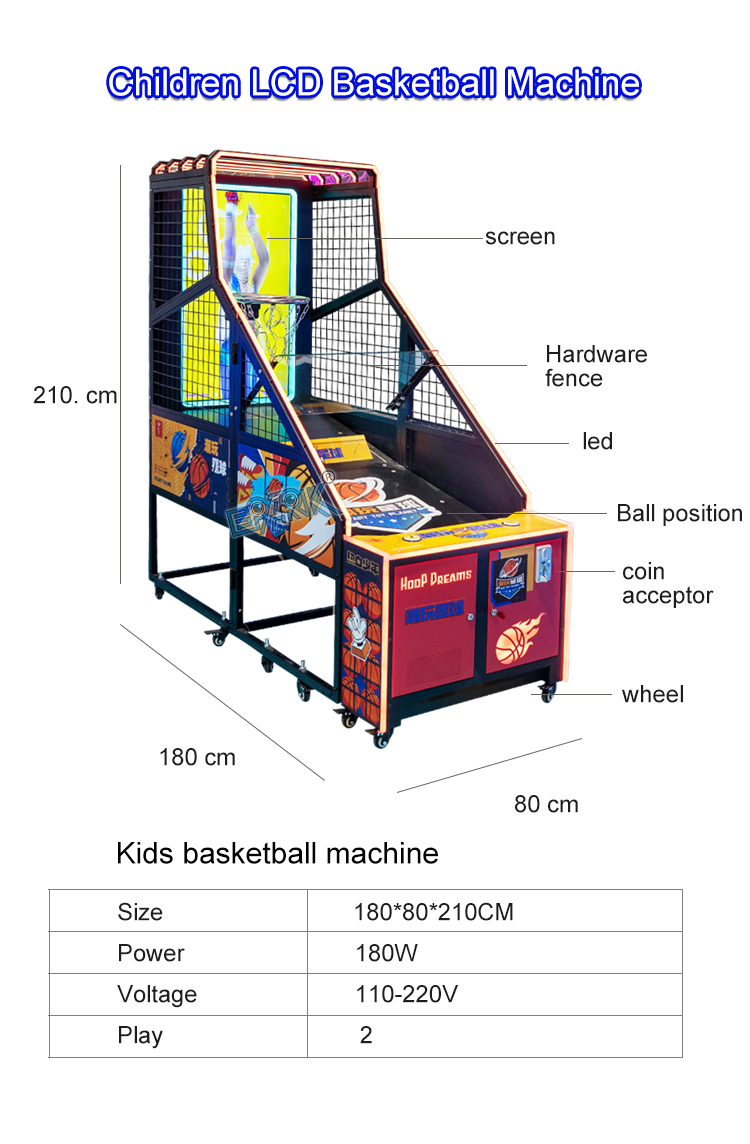 Coin Operated Arcade Crazy Hoop Lcd Screen Shooting Basketball Game Led Kid Indoor Children Basketball Shooting Game Machine supplier