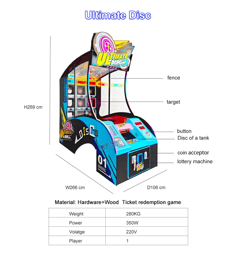 Arcade Coin Operated Machine Throw Flying Disk Kids Redemption Ticket Game Machine supplier