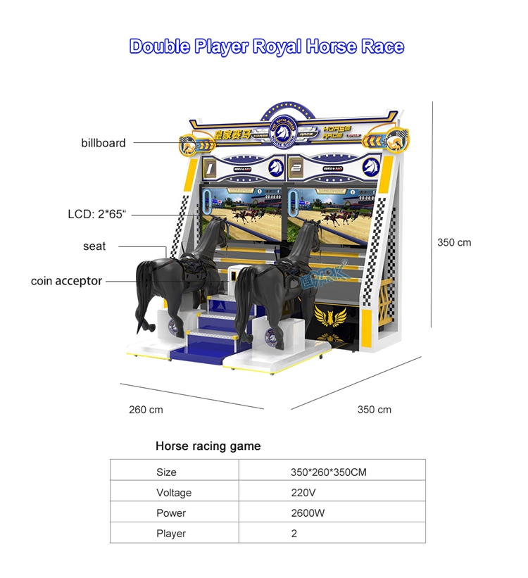 Amusement Park Equipment 2 Players Coin Operated Arcade Horse Racing Game Machine details