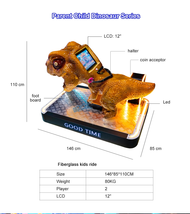 Amusement Amusement Park Rides Coin Operated Moving Dinosaur Ride With MP5Rides Coin Operated Moving Dinosaur Ride High Ultra strong transparency quality Dino kiddie rides supplier