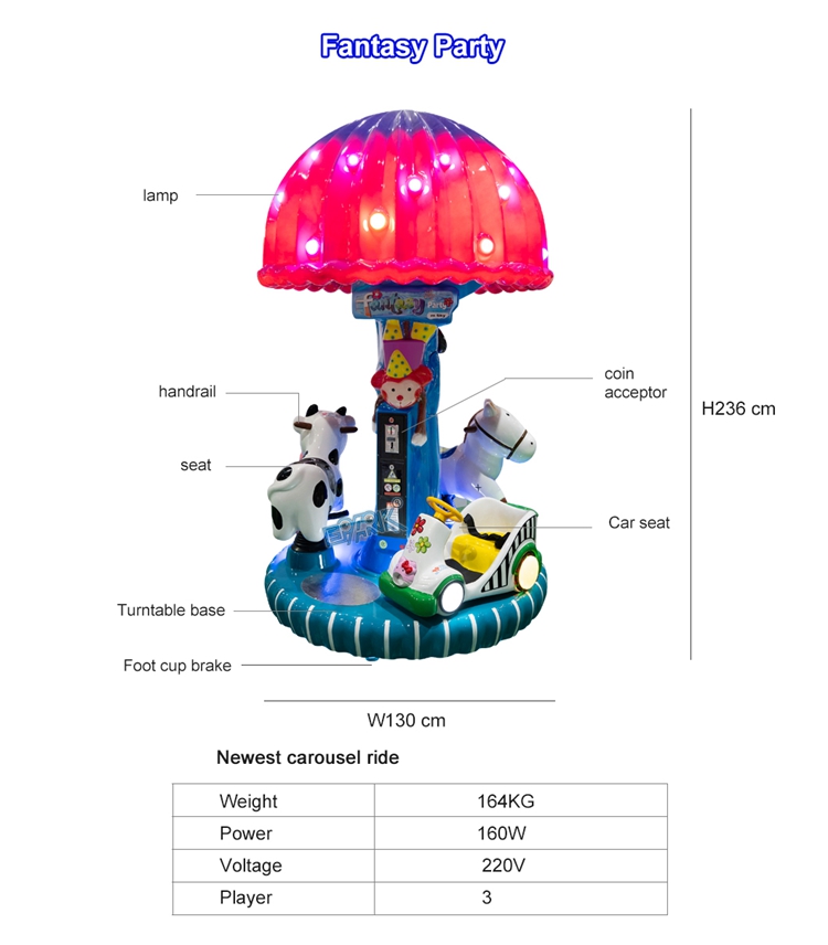 Indoor Amusement Outdoor Equipment Coin Operated Game Machine Kiddie Ride Machines Kids Carousel Horse Ride factory