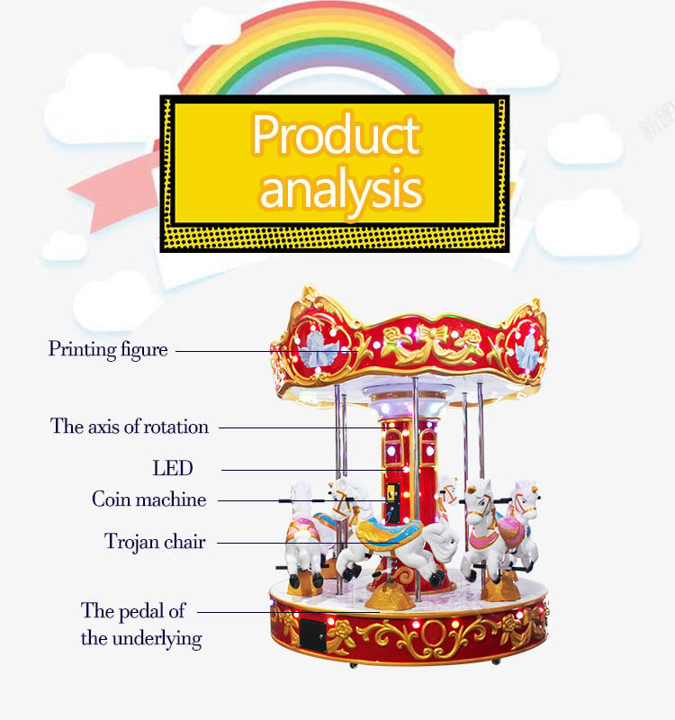 Hot Popular Kids Ride Carousel 6 Players Merry Go Round Horse Swing Kids Riding Machine supplier