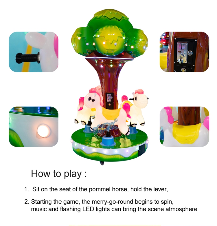 Coin Operated 3person Carousel Rides Amusement Park Kids Ride On Mini Carousel details