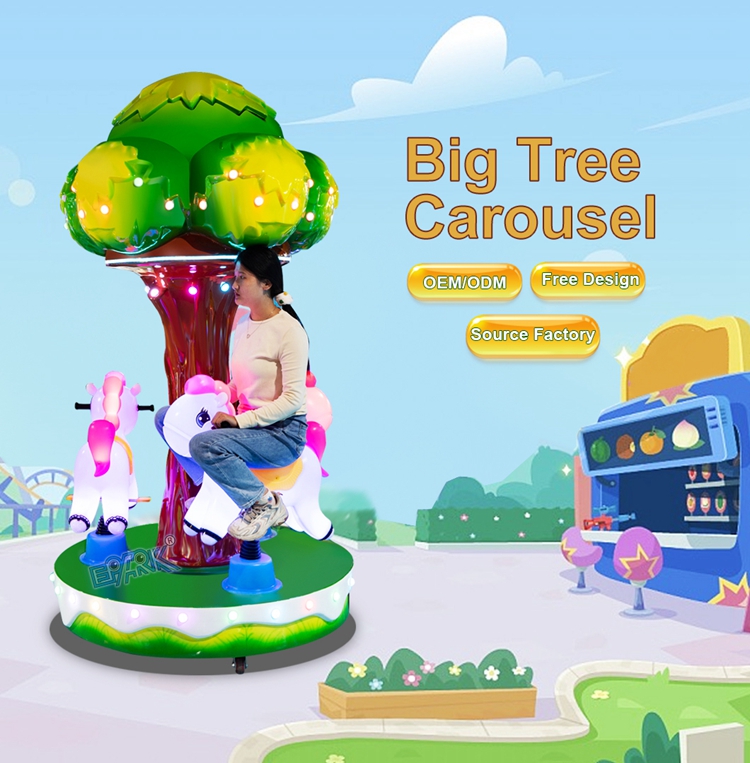 Coin Operated 3person Carousel Rides Amusement Park Kids Ride On Mini Carousel details
