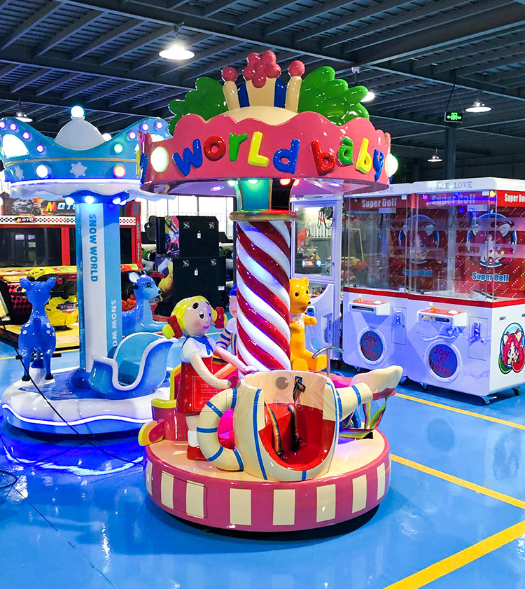 Indoor 3 Seats Kiddie Carousel Rides Mini Merry Go Round Kids Carousel Horse Rides For Sale manufacture