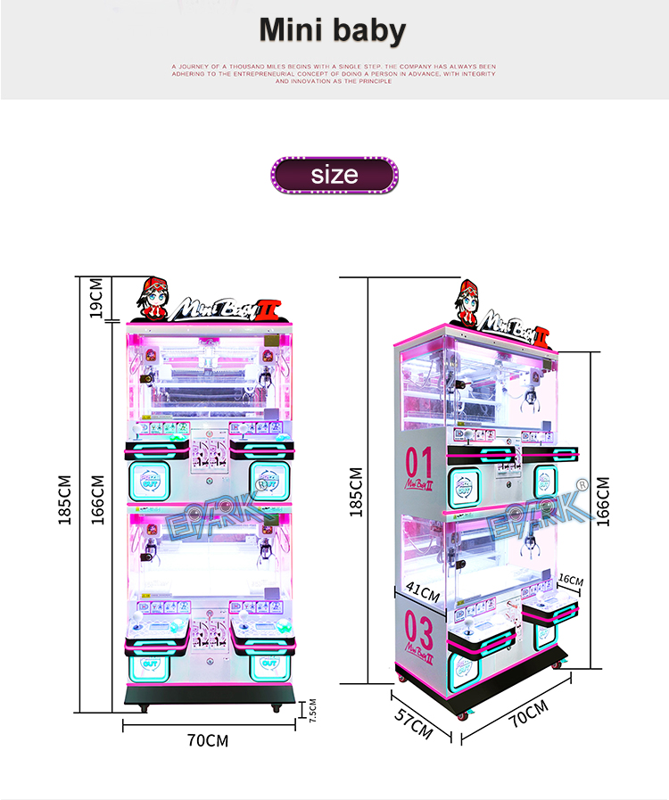 Amusement Park Arcade Coin Operated 4 Players Prize Vending Machine Mini Toy Claw Crane Machine details