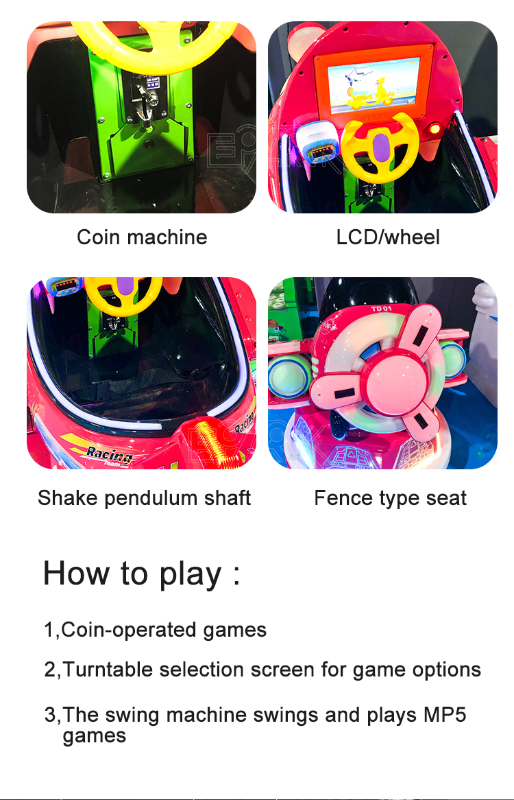 Amusement Park Electric Arcade Coin Operated Lovely Swing Car For Kiddie Rides details