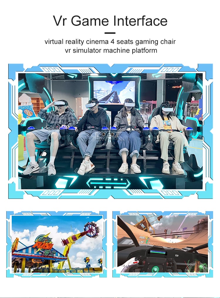 Realistic Virtual Reality 4 Players Black 9D VR Cinema Simulator manufacture