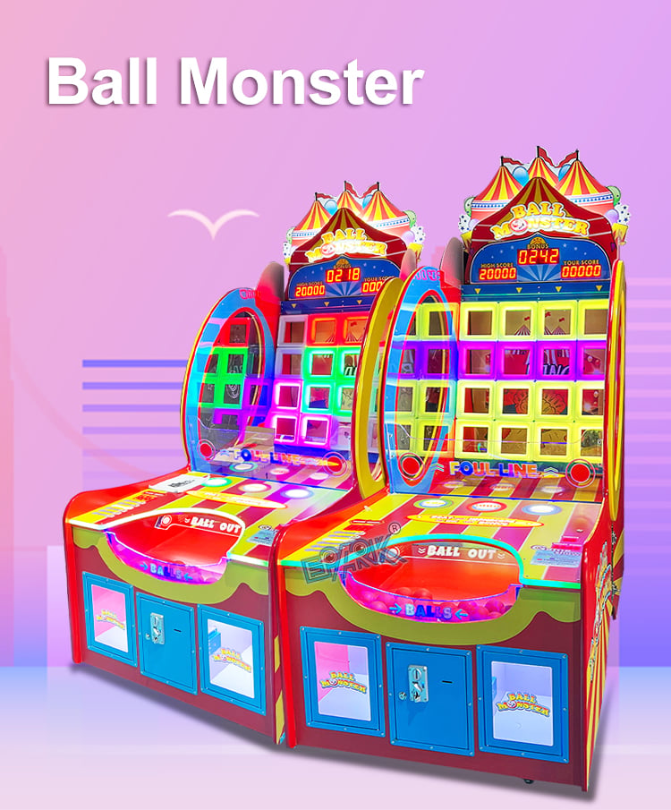 Hot Sales Indoor Arcade Coin Operated Throw Ball Machine Ticket Redemption Lottery Machine factory