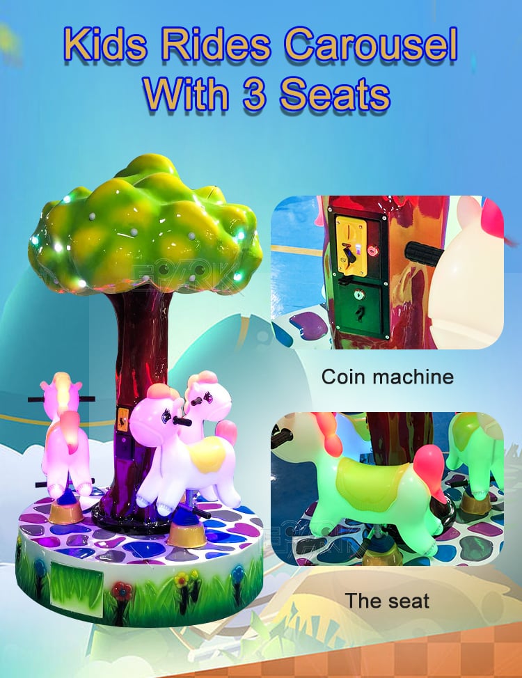 3 Seats Attractions Indoor Kids Amusement Rides Horse Carousel Merry Go Round For Sale manufacture