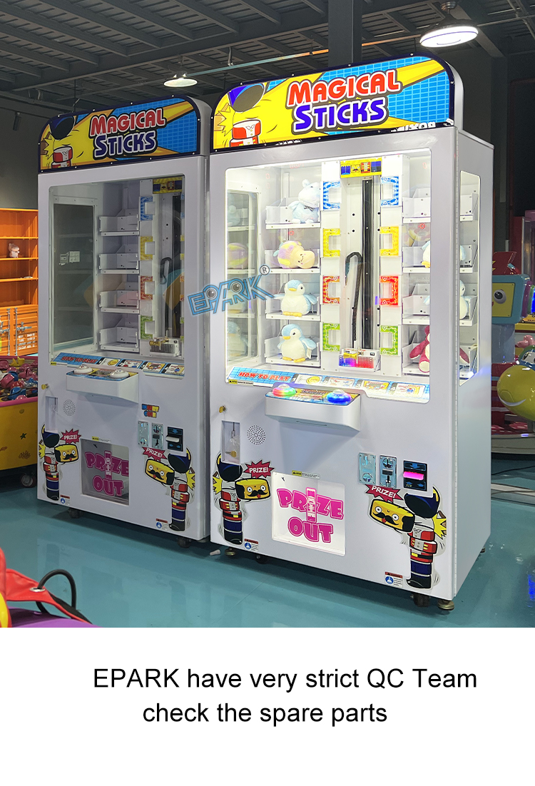 Toy Vending Machine Coin Operated Game Magical Sticks Plush Toy Claw Machine manufacture