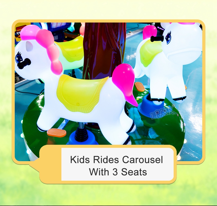 Coin Operated 3person Carousel Rides Amusement Park Kids Ride On Mini Carousel factory