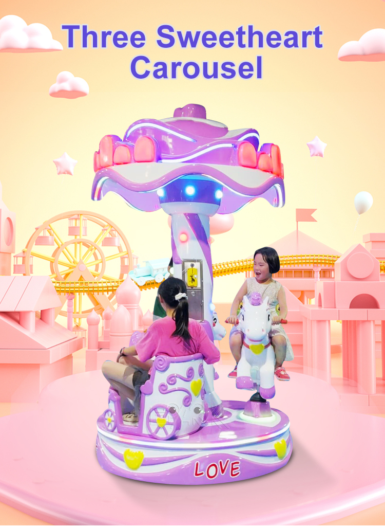 Best Quality Amusement Kids Rides Indoor Outdoor Playground Merry-go-round 3 People Small Carousel For Sale supplier