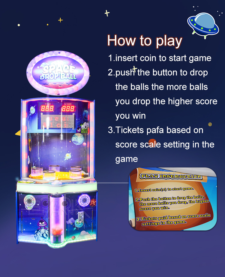 Coin Operated Space Bouncing Ball Game Lottery Game Redemption Game Machine factory