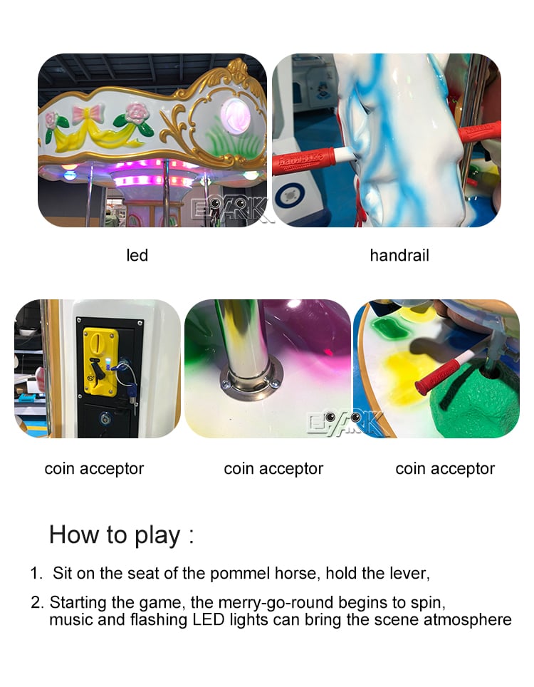 Amusement Park Kids Arcade Machine Children Merry Go Round Coin Operated 6 Seats Carousel manufacture