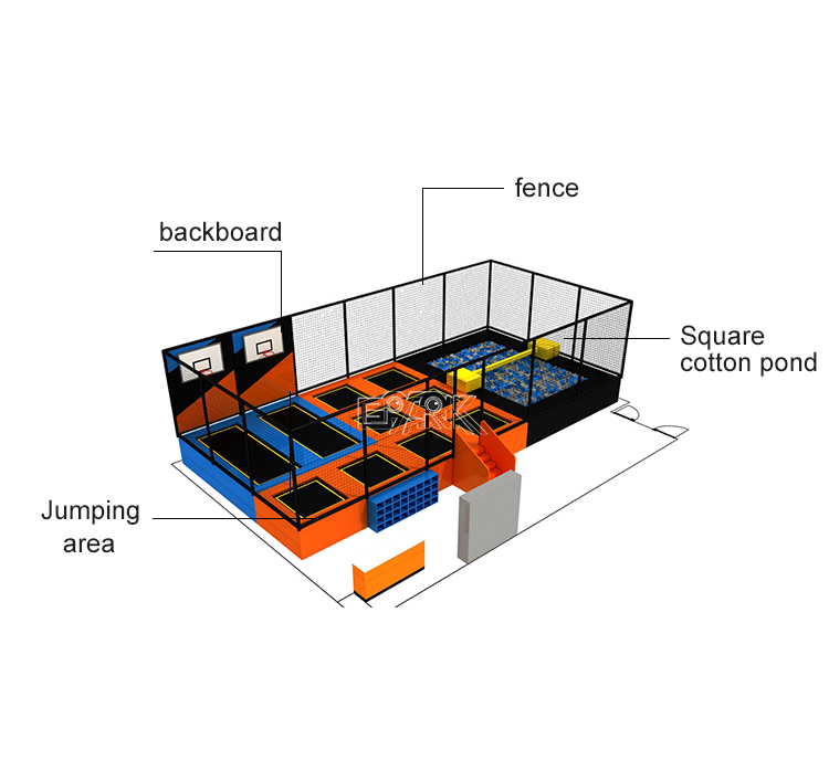 Commercial New Soft Indoor Trampoline Kids Amusement Jumping Trampoline Park Equipment For Children factory
