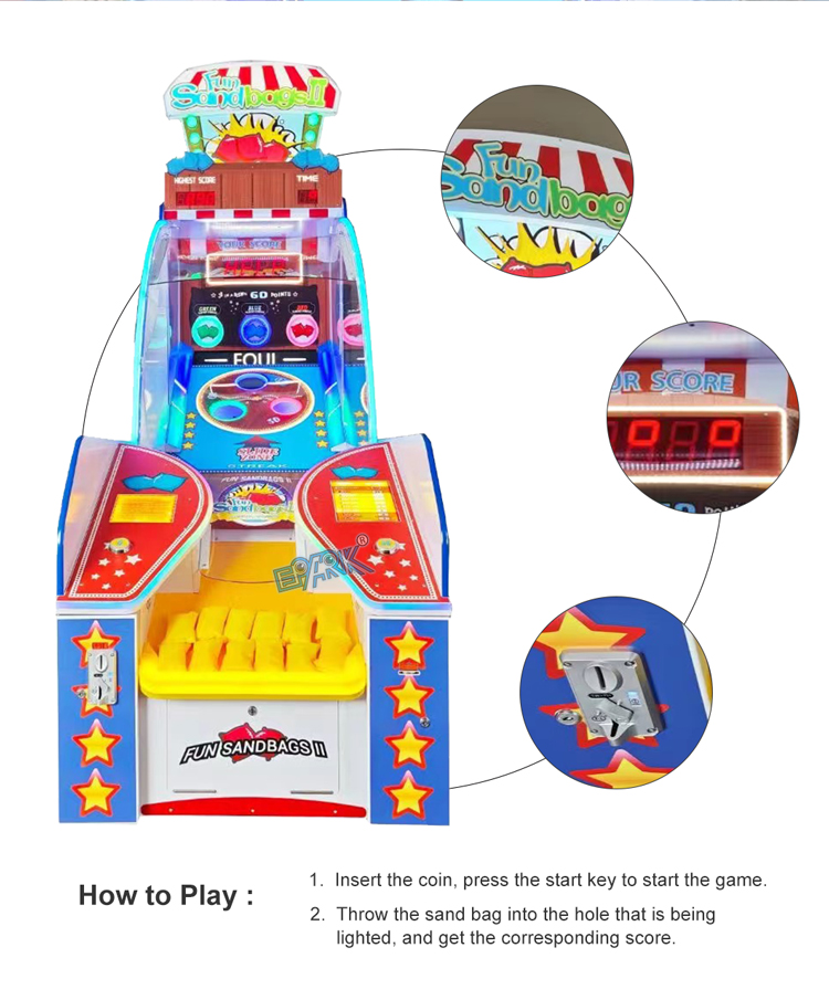 Fun Sandbags Coin Operated Games Lottery Tickets Redemption Games Machine details