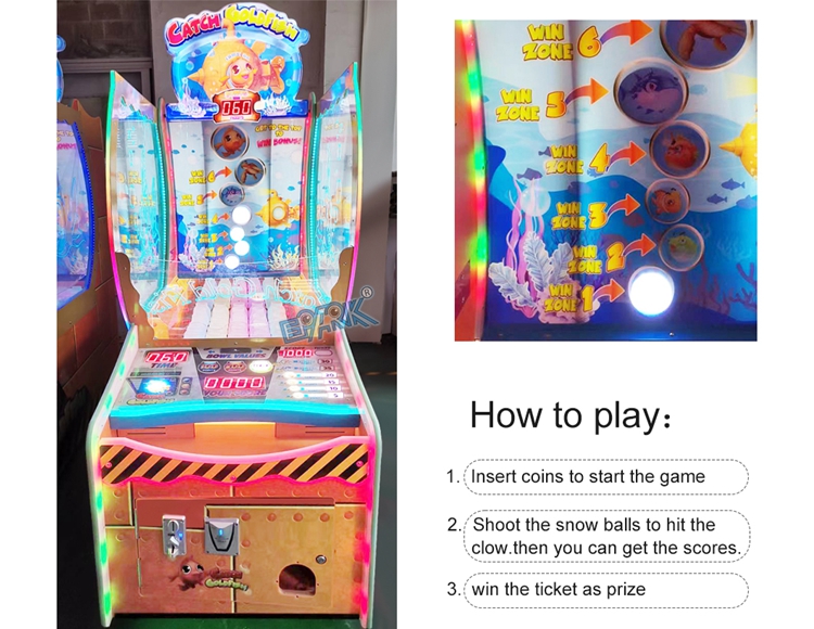 Coin Operated Arcade Catch Gold Fish Hunting Ball Redemption Ticket Lottery Game Machine manufacture
