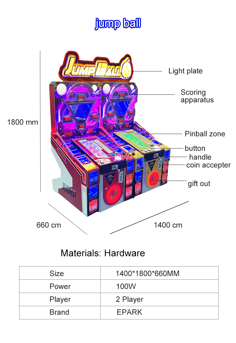 Coin Operated Toy Gift Jump Ball Pinball Game Ball Shooting Arcade Game Machine For Sale factory