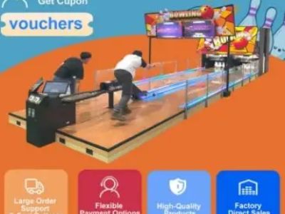 Bowling arcade machine supports cashless payment via QR and contactless cards