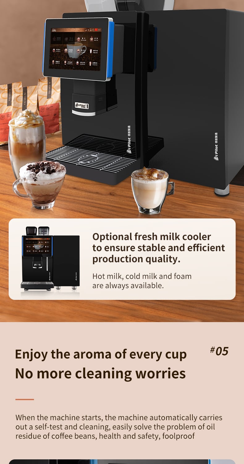 Pilot 2023 Fully Automatic 24-Flavors Professional 10.1'' Inch Android Touch Screen Color Display With Grinder Coffee Maker manufacture