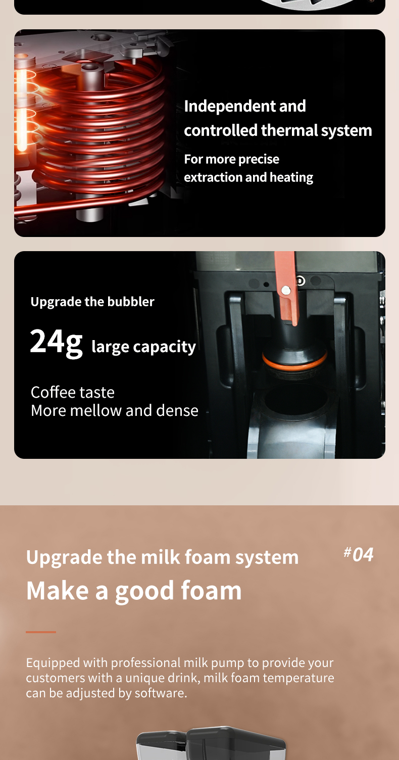 Pilot 2023 Fully Automatic 24-Flavors Professional 10.1'' Inch Android Touch Screen Color Display With Grinder Coffee Maker details