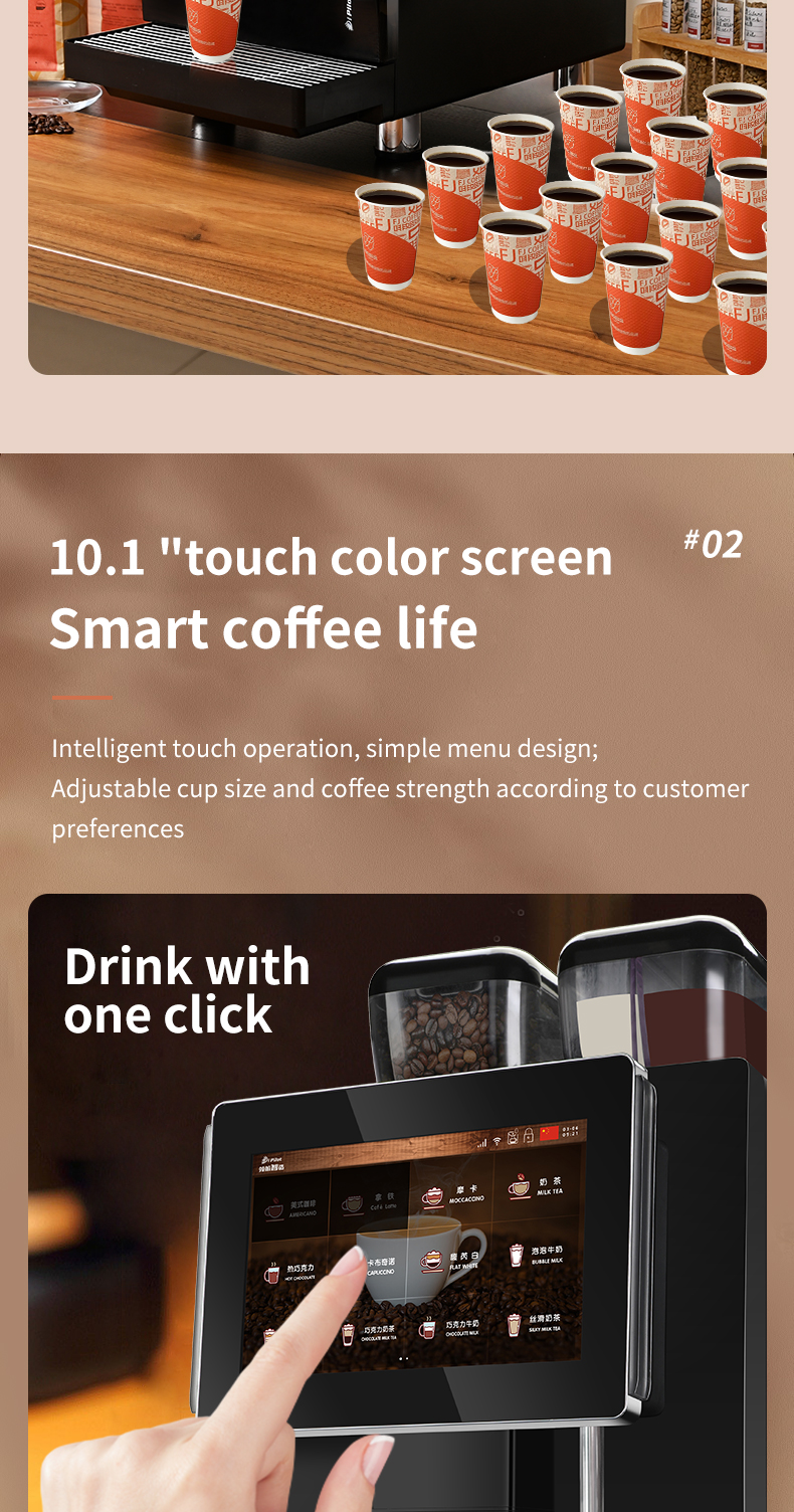 Pilot 2023 Fully Automatic 24-Flavors Professional 10.1'' Inch Android Touch Screen Color Display With Grinder Coffee Maker supplier