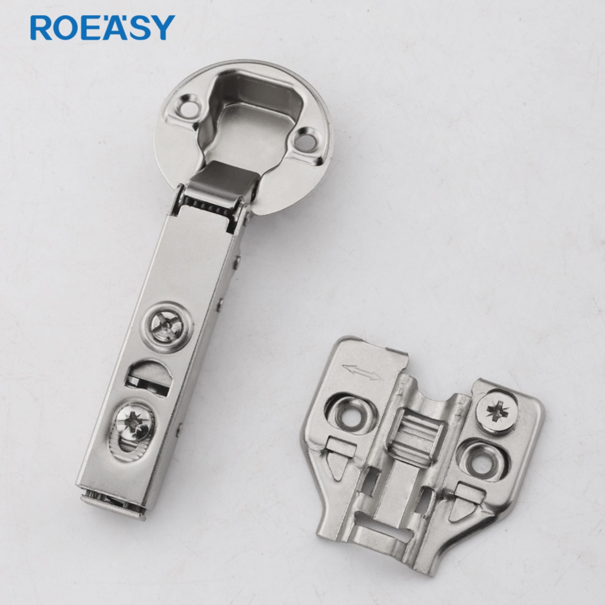Roeasy Soft CH-593A-3D 클로즈 3D 조절식 힌지 35mm 라운드 컵 유리 캐비닛 도어 힌지, 유리 전시장 힌지