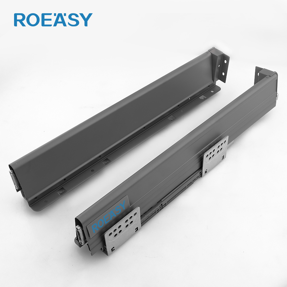 ROEASY TD-198B Dunkelgrau, verschiedene Ausführungen, 75 mm hoch, Schubladenbox aus Metall mit Soft-Close-Funktion für die Küche