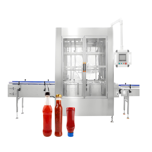 Highly adjustable ketchup filler for various bottle sizes