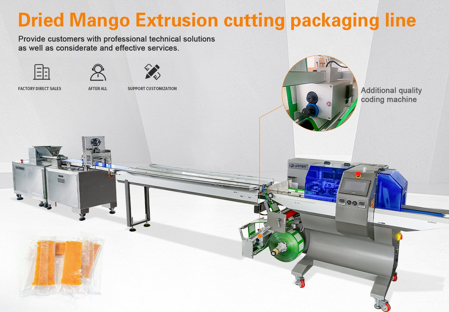 Dried Mango Extrusion cutting packaging line supplier