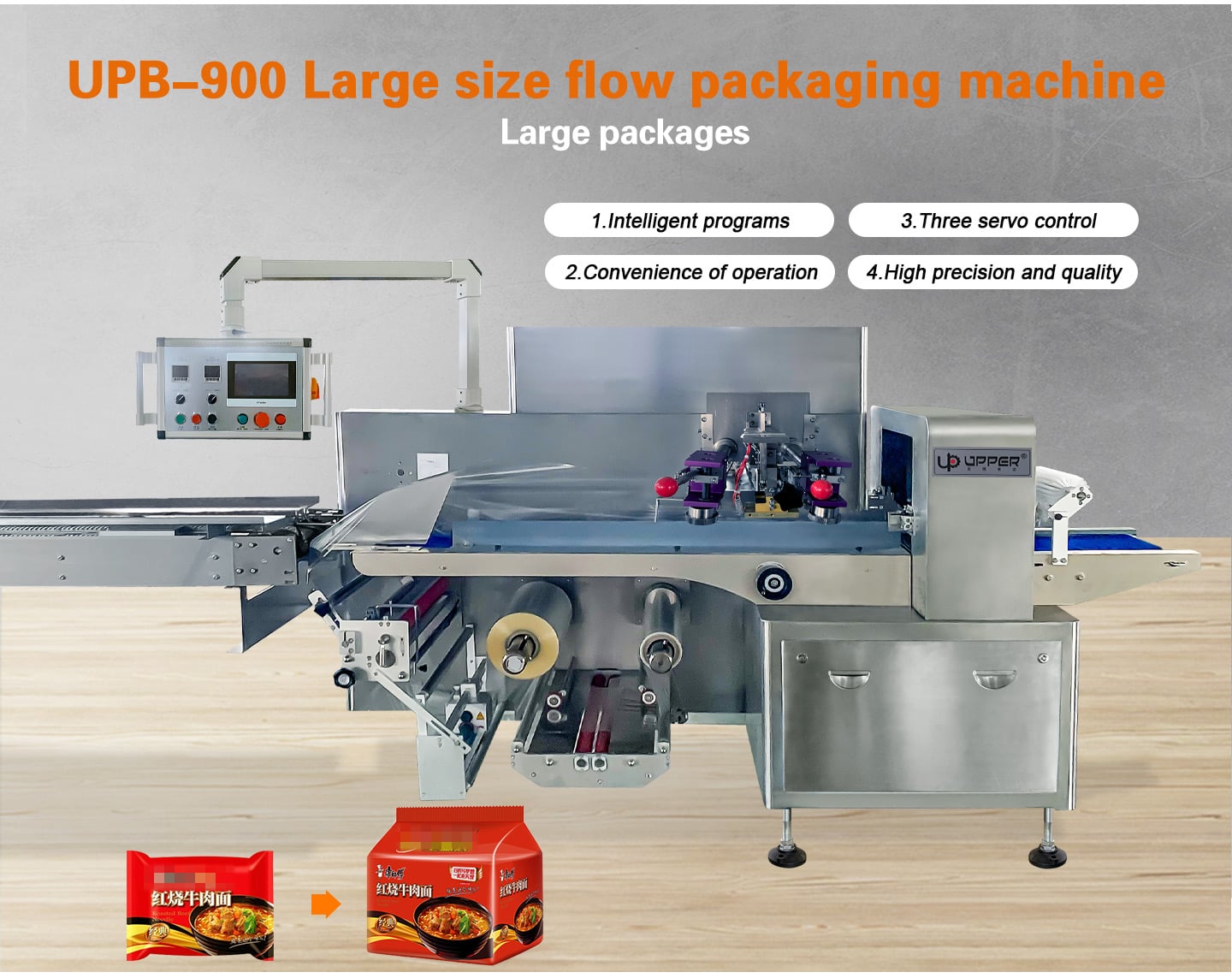 Automatic whole system Instant noodle primary packaging collection secondary packaging line with metal detector and pouch dispenser manufacture