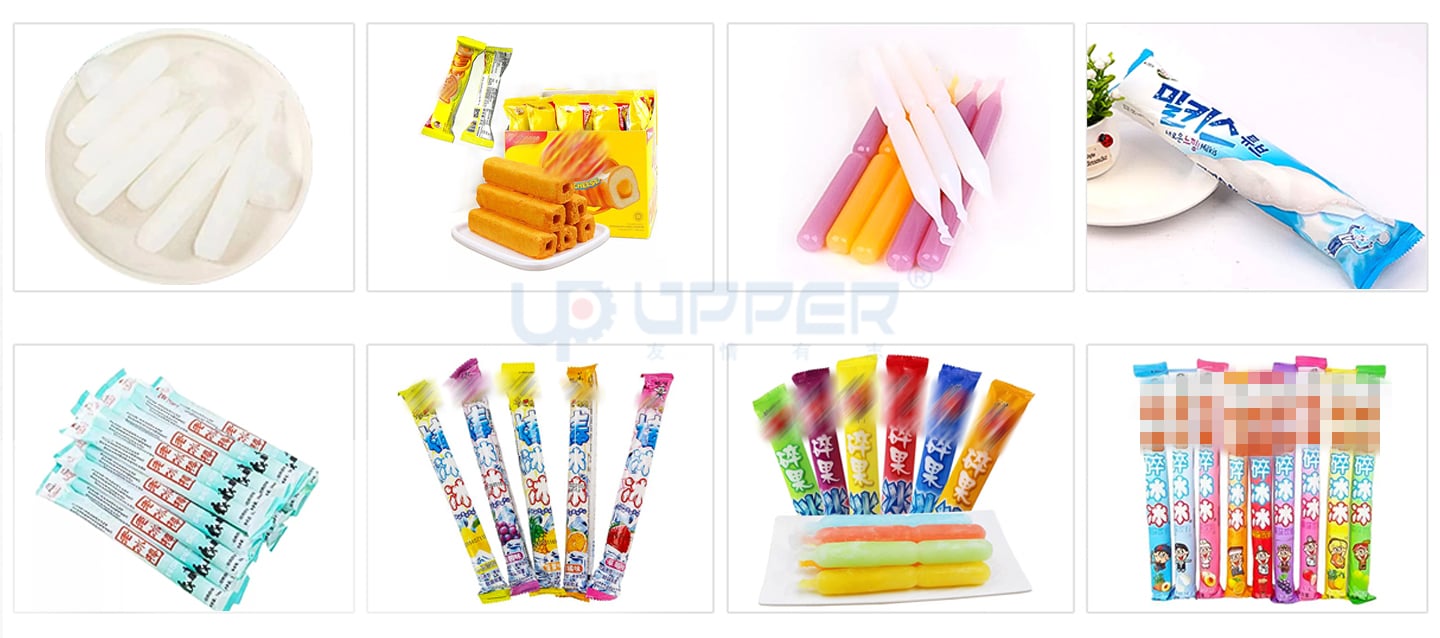 Popsicle flow packing machine with lifting conveyor for cylindrical rod details