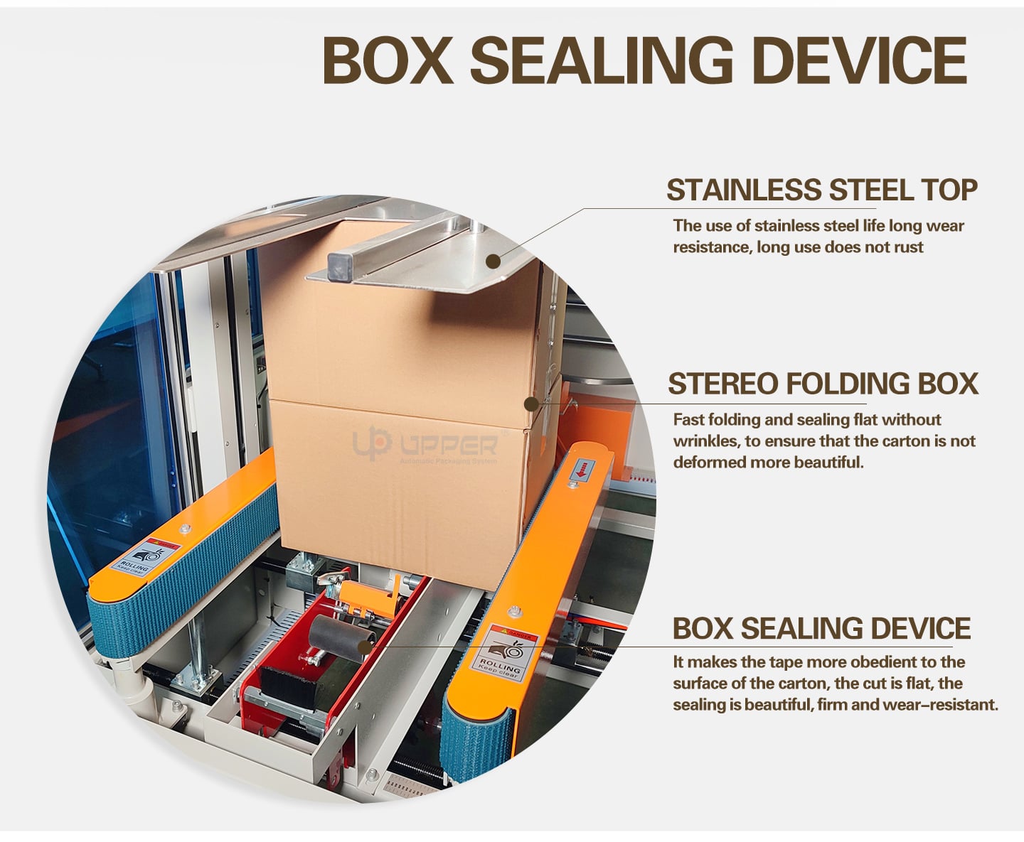 Automatic folding case erector cartons bottom sealer packaging machine details