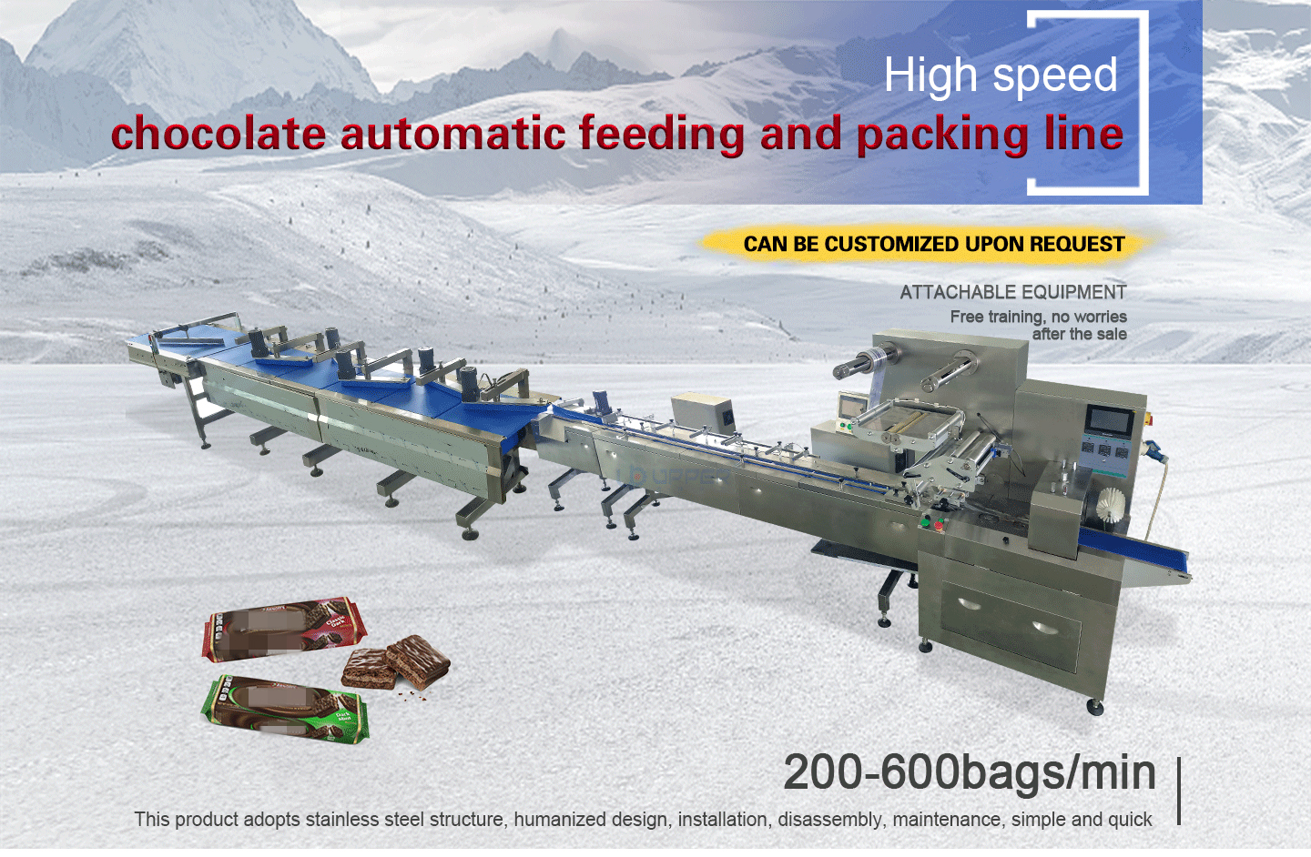 Chocolate High Speed Automatic packing packaging line cereal bar flow Packing Machine factory