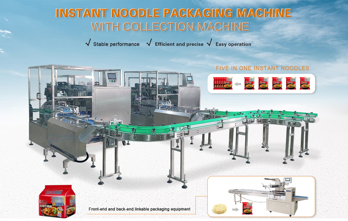 Rice Noodles secondary packing line bread biscuits cookies instant noodles large bag Automatic collection and packaging machine manufacture