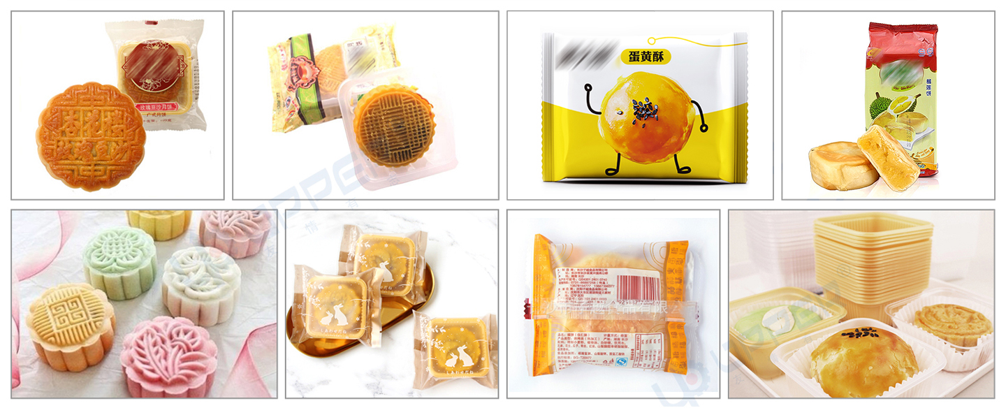 Mooncake automatic plastic tray feeding and packaging line for food durian cake pie Upper packing machine supplier