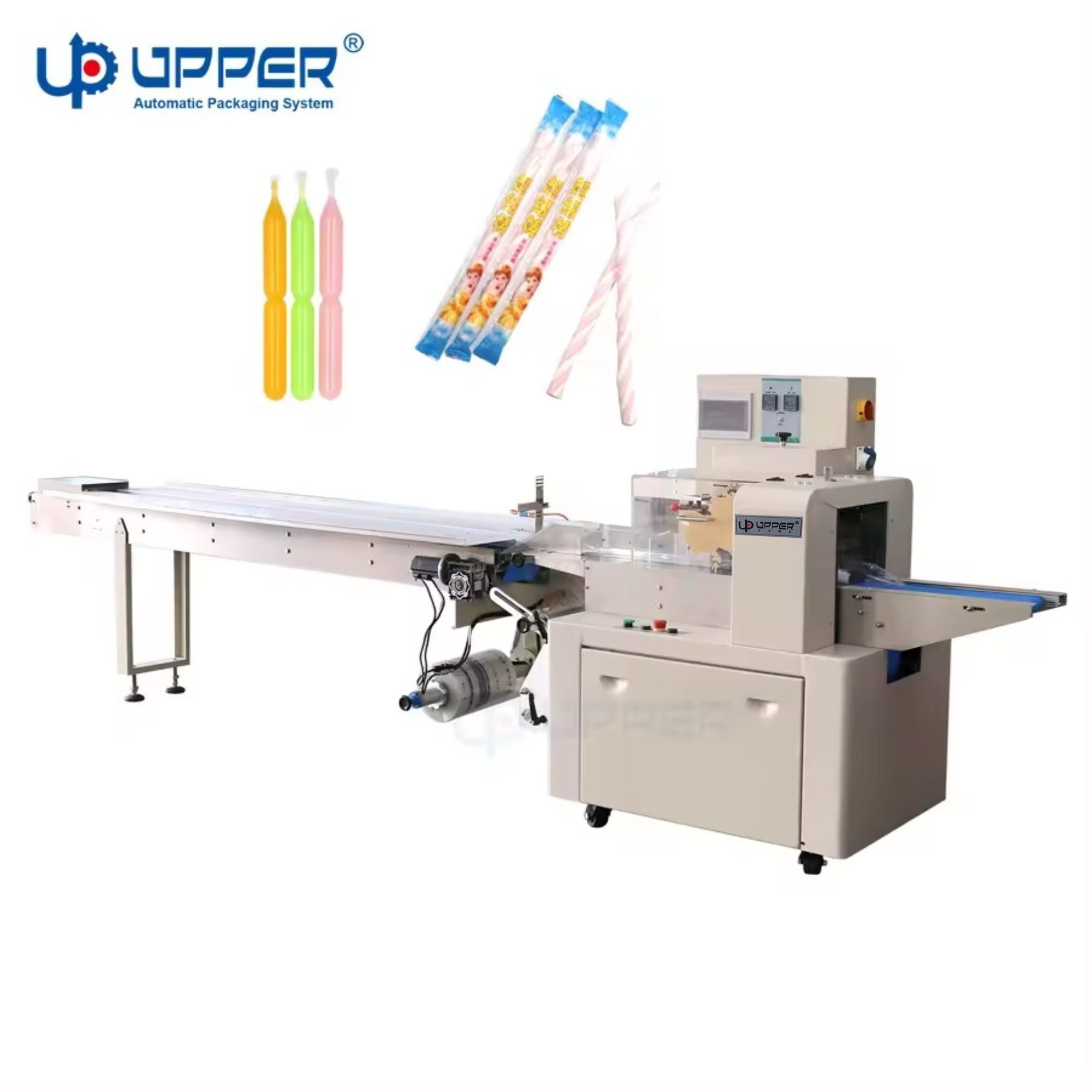 Film down side pillow packaging machine for fruit bar seaweed rice flour Upper flow pack machine