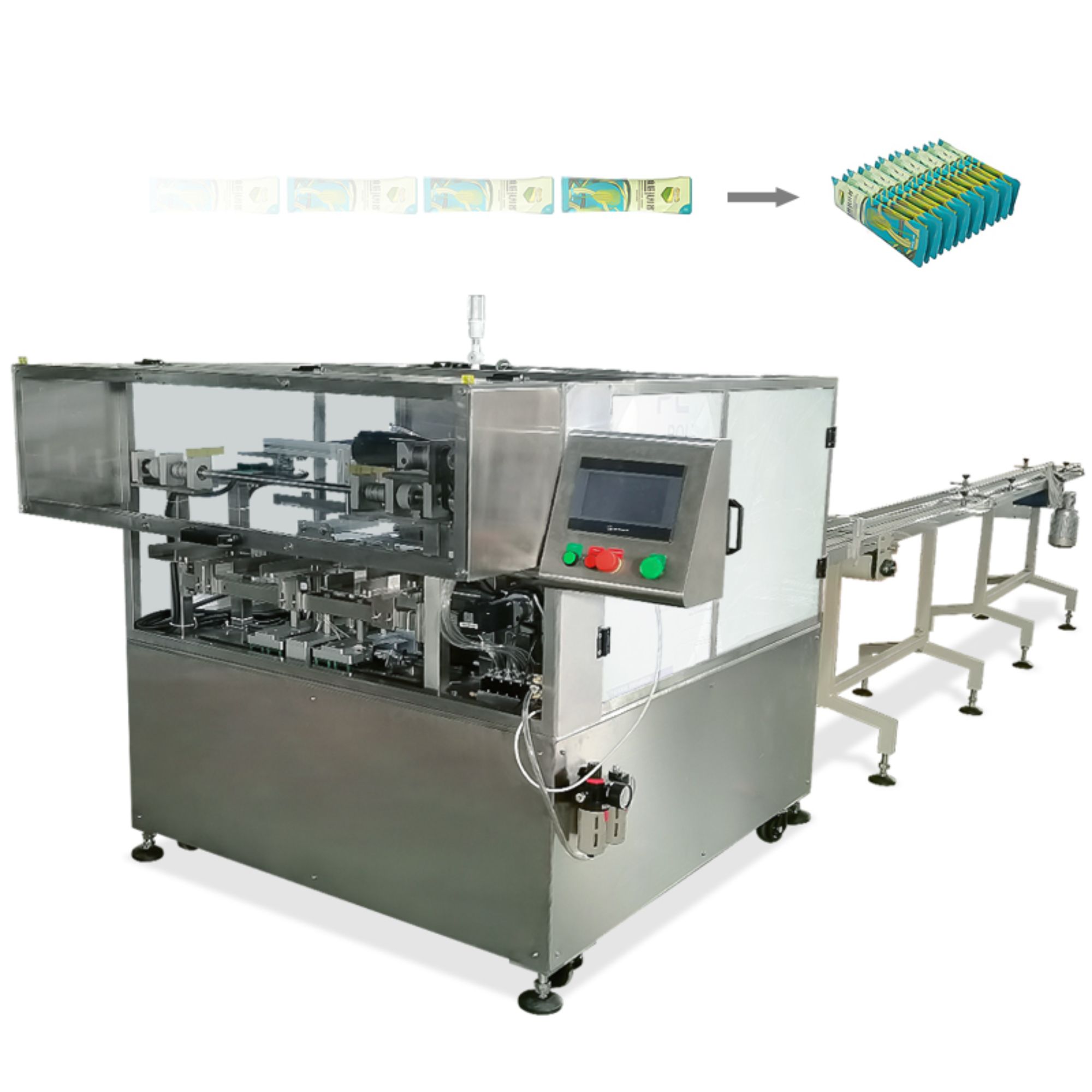 Automatic sorting counting collection and packaging machine for sachet seasoning bag cosmetic pouch