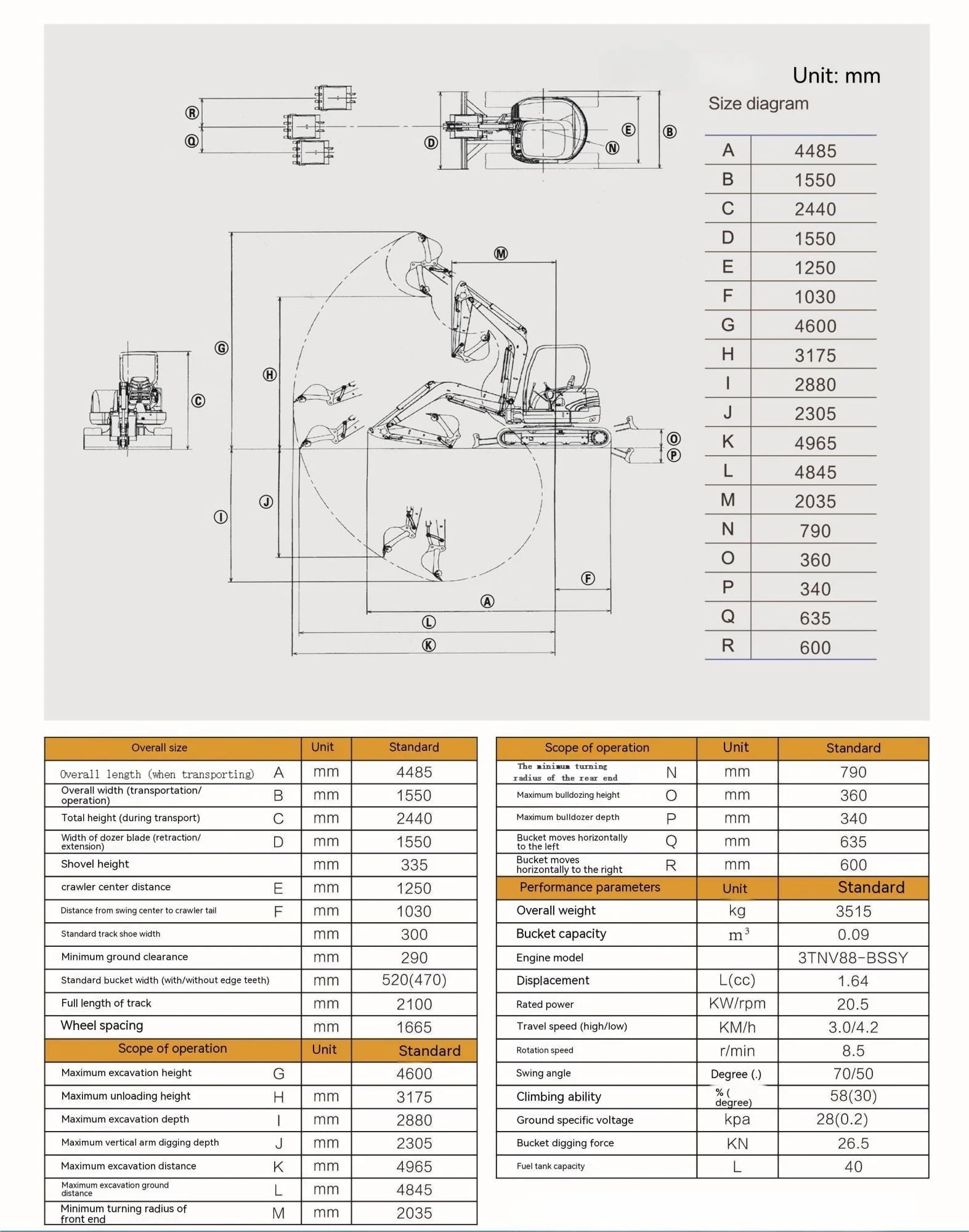 mini excavator cfg industry ku45-1