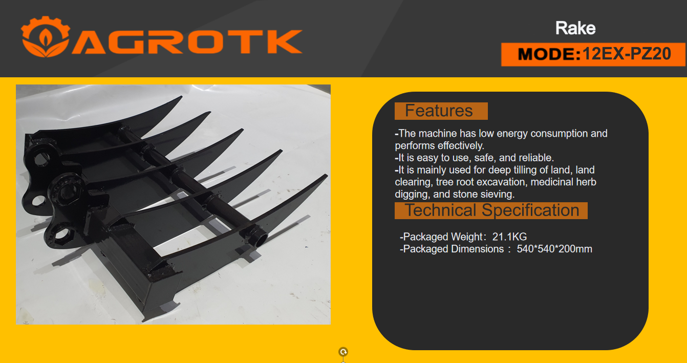 mini excavator rake 12ex pz20-1