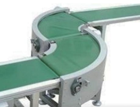 ผู้ผลิตสายพานลำเลียง PVC สีเขียวคุณภาพสูงที่ปรับความเร็วได้, ผู้ผลิตสายพานลำเลียงหมุน, เครื่องสายพานลำเลียงที่ปรับแต่งได้สำหรับโรงงานผลิต, การขนส่งส่วนประกอบวัตถุดิบอุตสาหกรรมด้วยสายพานลำเลียง