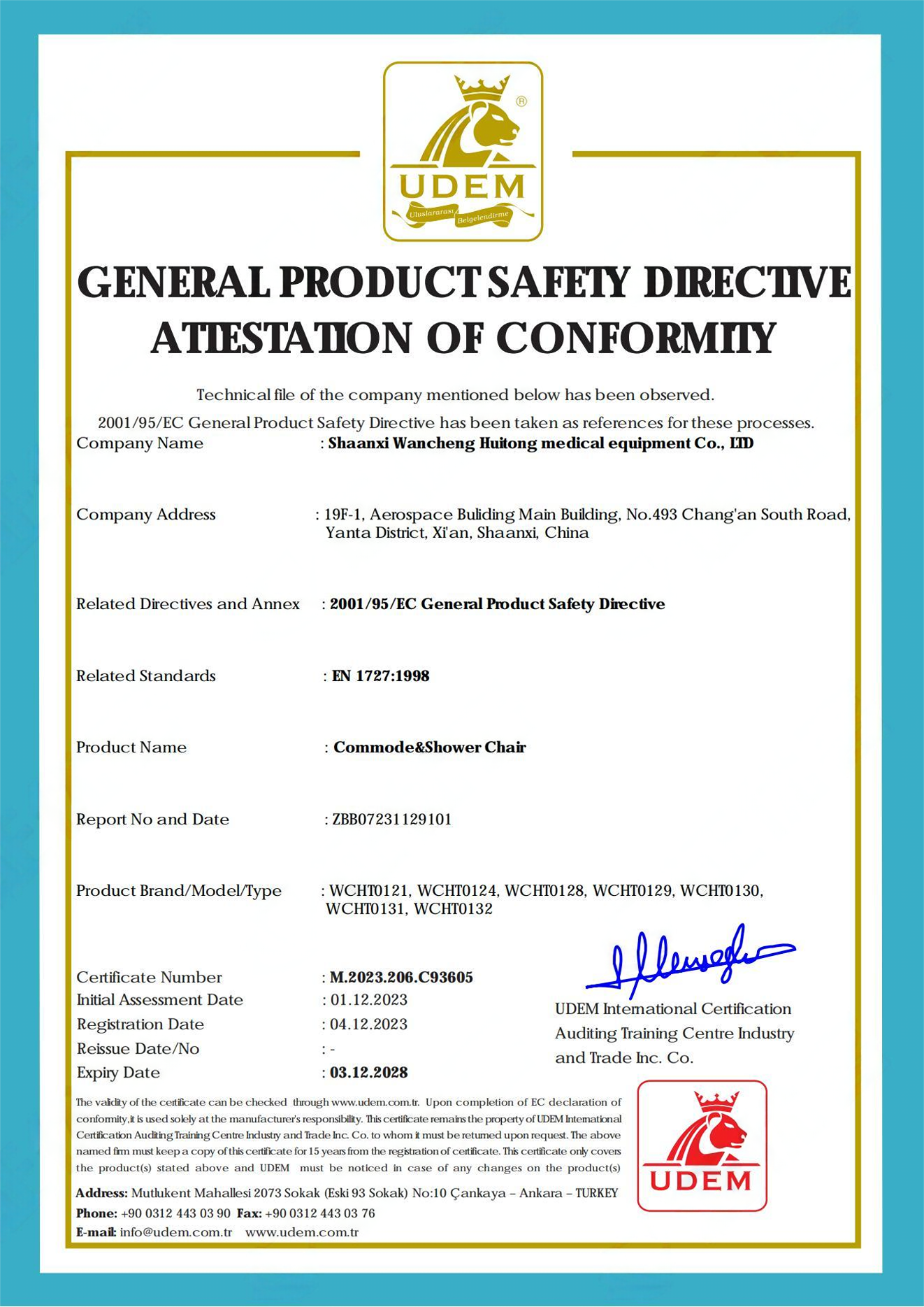 Producta Shaanxi Wancheng Huitong Medical Equipment Co. , Ltd. transierunt certificationem CE, sublimia normas internationales securitatis