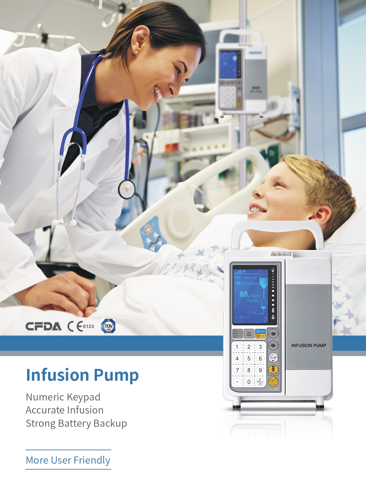 Hospital use touch Screen Medical Portable IV Vacuum Infusion Pump details