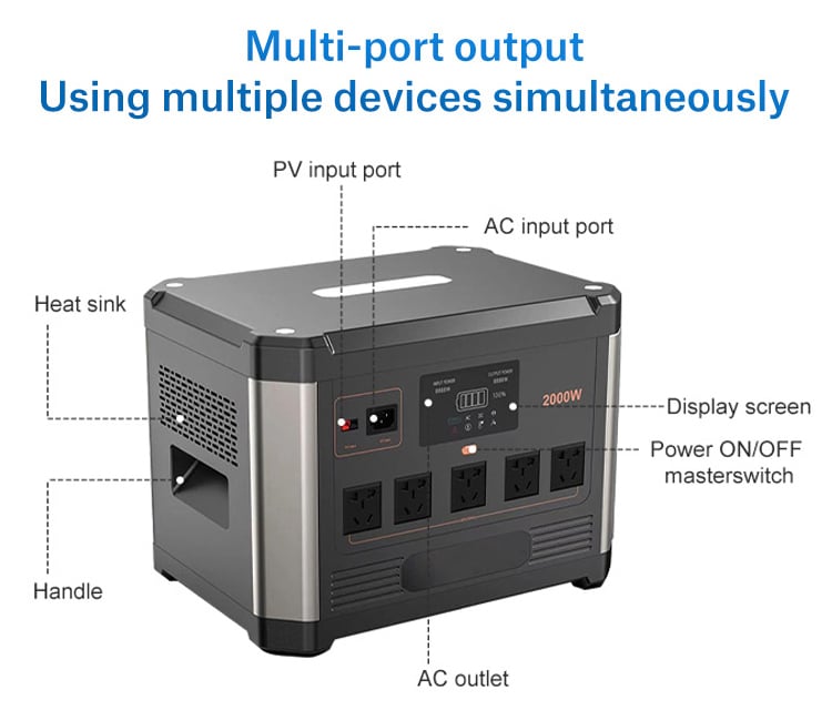 2000W Outdoor Rechargeable Solar Portable Power Station details