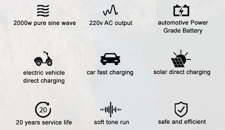 2000W Outdoor Rechargeable Solar Portable Power Station details