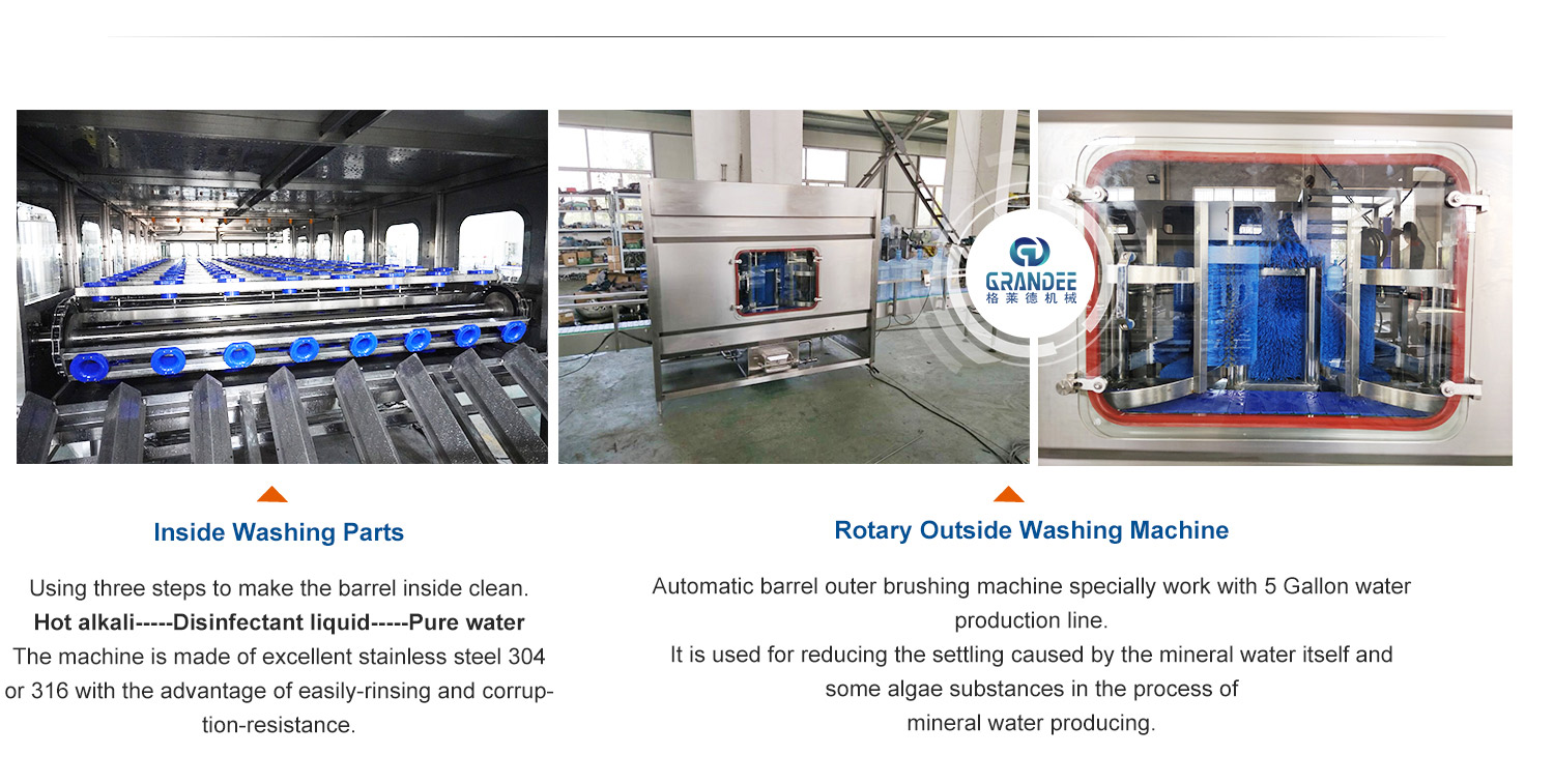 Automatic 5 gallon mineral water filling line 19l 20l 5 gallon water barrel washing capping machine details