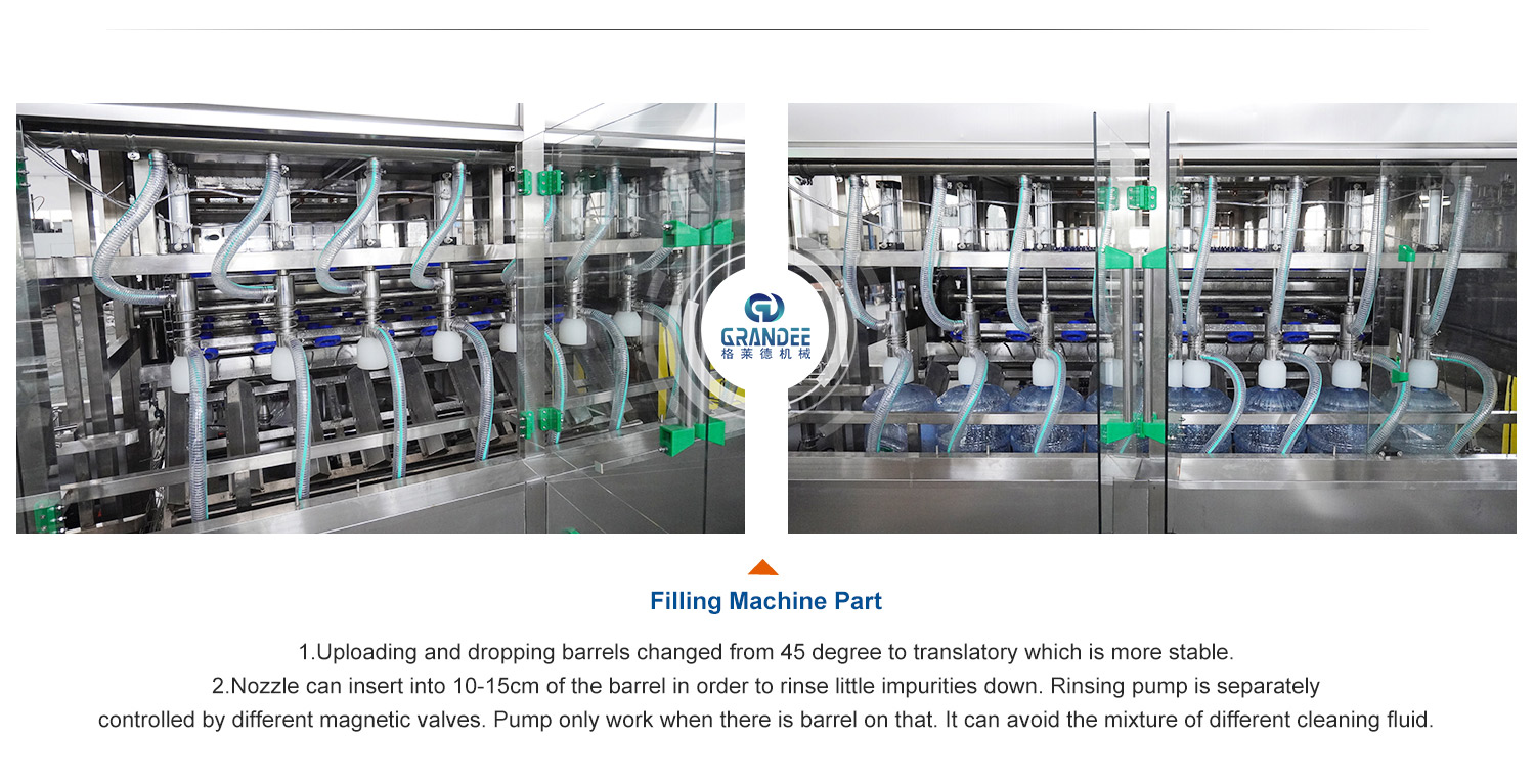 Automatic 5 gallon mineral water filling line 19l 20l 5 gallon water barrel washing capping machine details