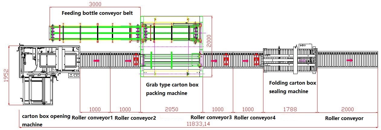 Automatic carton box case erector packer sealer packaging machine carton erecting sealing packing line details