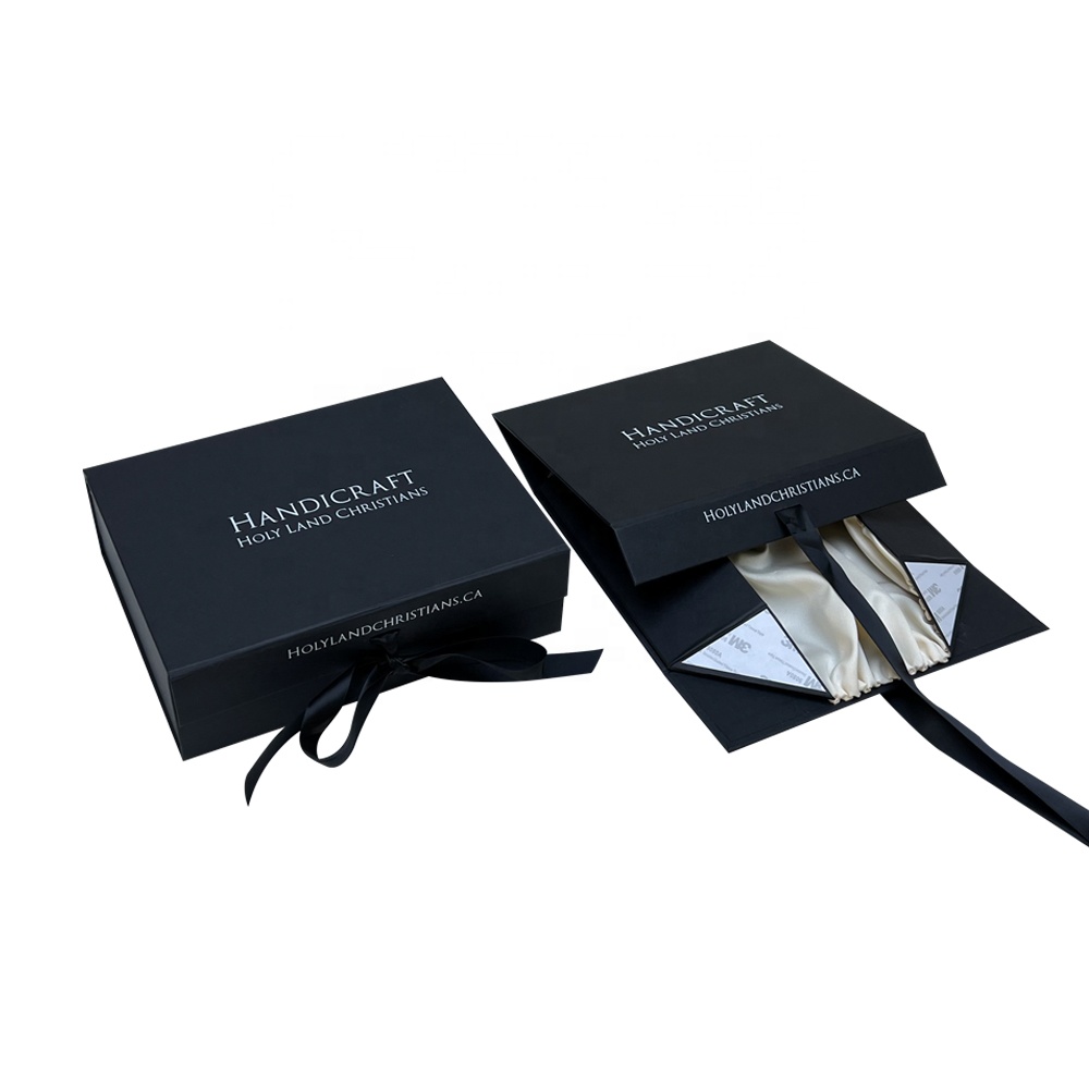 custom logo luxury black package high-end packaging folding Magnet magnetic paper gift box for business factory